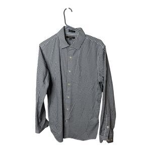 BANANA REPUBLIC Grant Fit Mens M 100% Cotton Stretch Oxford Checked Dress Shirt